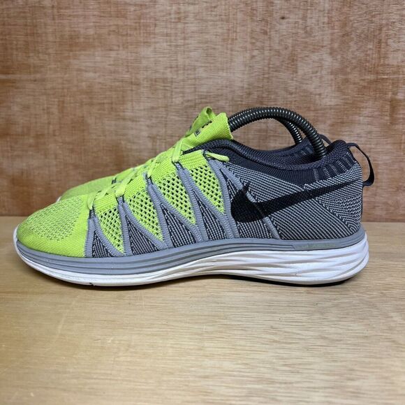 Nike Flyknit Lunar 2 Men Size 8.5 Shoes‎ Gray Green Running Sneakers 620465-700 - Picture 3 of 10